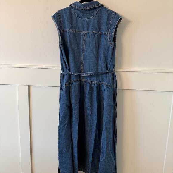 Future Collective x Jenee Nayol-Medium Wash Denim Drop Waist Dress-Size 22 - Picture 3 of 3
